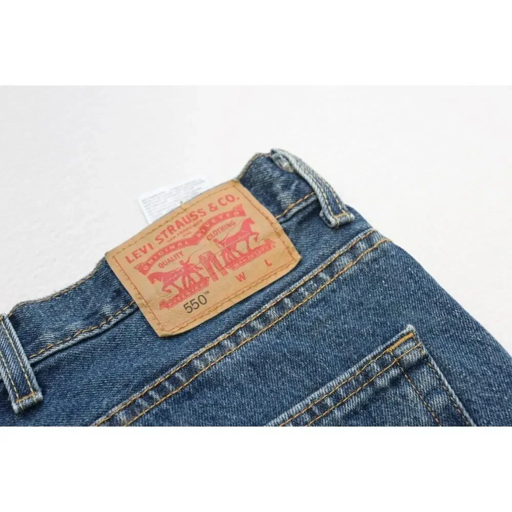 Levi's 550 Relaxed Fit Straight Blue Denim Jeans Mens Size 52 x 32